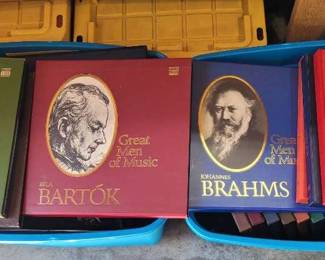 2 Bins Of Records vinyls With Historic Musicians
