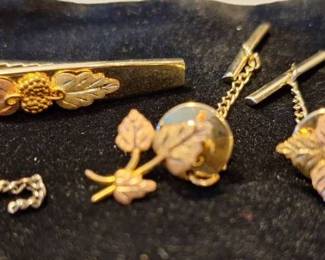 Black Hills Gold Tie Pins, Black Hills Gold Tie Clip and Gold Nugget Pin