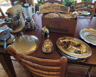 Genuine Krumkake Iron, Mixer, Blender, Silver Platters, this lot has it all