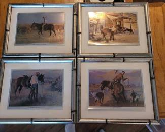 Western Cowboy Prints American Cowboy At Work Tom Ryan 4 Prints Foil Etch