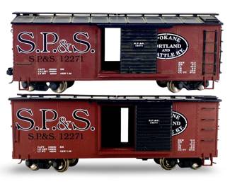 2pc S.P.&S. Model Train Boxcars
