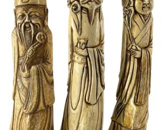 3pc Chinese Carved Bone Figures

