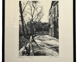 Signed Parisian Ink Painting on Silk
