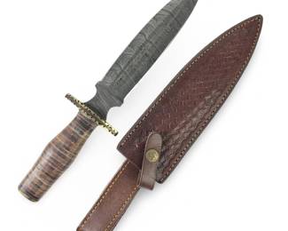 Custom Genuine Damascus Dagger Knife W/Sheath
