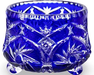 Cobalt Blue Crystal Cut Vase
