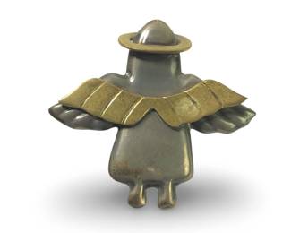 Vintage Sterling Silver Mexico Halo Angel Brooch
