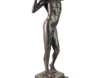 Signed Rodin The Sluggard Nude Bronze Sculpture
