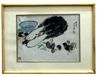 Rare Signed Jiang Zhaohe Sumi-e Painting
