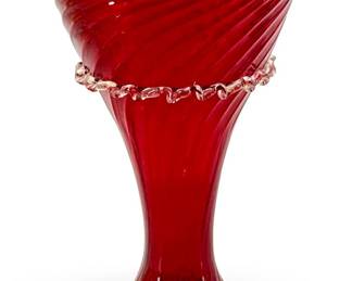 Red and Gold Murano Art Glass Vase

