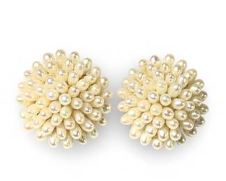 Pair of Vintage Rice Cluster Pearl Earrings
