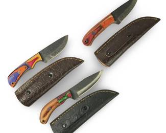 (3) Custom Hand Forged Steel Hunting Knives
