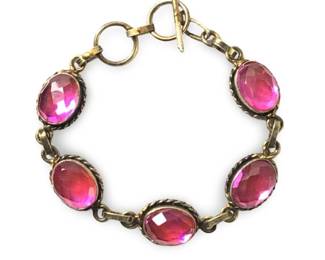 Antique Edwardian Sterling Pink Gemstone Bracelet
