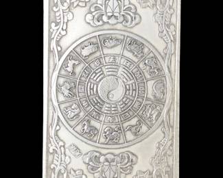 Vintage Chinese Marked Silver Bull Zodiac Bar
