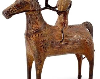 Tribal India Cast Bronze Dhokra Warrior Sculpture
