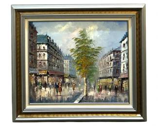 Signed T. Carson 20th Century Parisian Oil on
