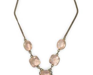 Outstanding Sterling Silver Pink Quartz Necklace
