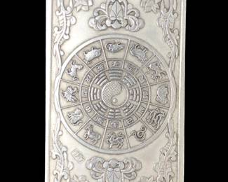 Vintage Chinese Marked Silver Tiger Zodiac Bar
