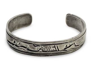 Native American T. Billy Silver Cuff Bracelet
