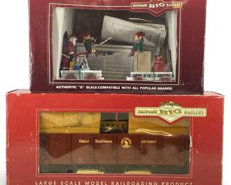 2pc G-Scale Christmas Hand Car & Gondola Models
