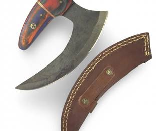 Handcrafted Custom Ulu Pizza Knife W/Sheath
