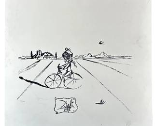 Signed Salvador Dali “Bicycle Man" Lithograph
