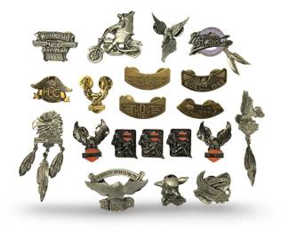 A Collection of Harley Davidson Motorcycle Pins
