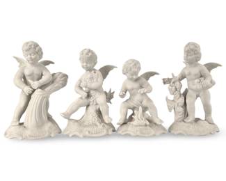 4 Seasons Dresden Porcelain Cherub Figurines
