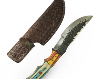 Custom Hand Forged Steel Tracker Knife W/Sheath
