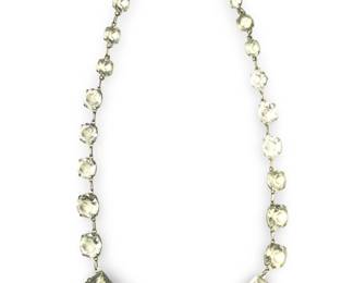 Vintage Art Deco Silver Crystal Glass Necklace
