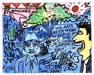 Signed James Stonikas Vibrant Acrylic on Canvas
