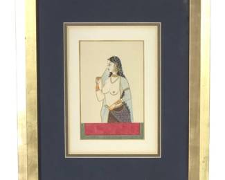 Mughal Empire Portrait Painting of a Nude Woman
