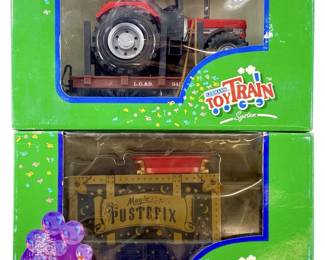 2pc Lehmann Toy Train Tractor & Pustefix Cars
