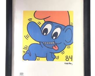 Keith Haring 84 Smurf Offset Lithograph W/COA
