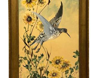 Signed Toshi Aoki Gouache Painting
