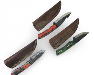 (3) Custom Hand Forged Steel Hunting Knives

