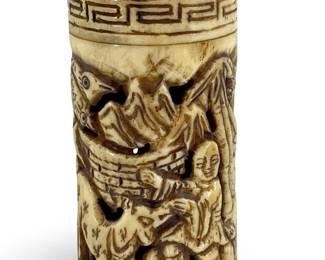 Vintage Chinese Carved Bone Canister
