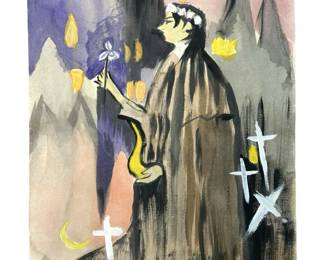 Signed Attributed Pablo Picasso Watercolor
