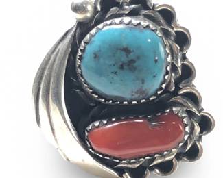 Herbert J. Aguayo Sterling Turquoise Coral Ring
