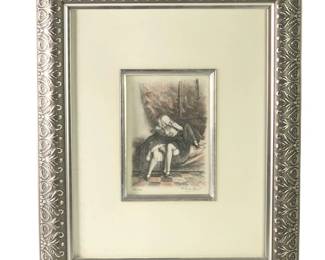 Signed Paul Emile Becat Exotic Nude Etching

