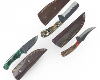 (3) Custom Hand Forged Steel Hunting Knives
