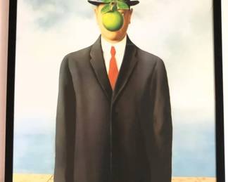 Signed Rene Magritte Apple Face Serigraph
