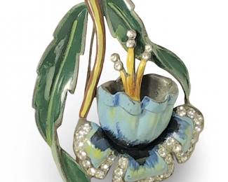 1940’s Coro Enamel Iris Tumbler Brooch
