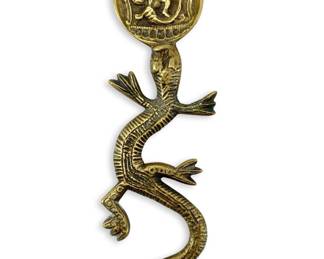 Bronze Lizard Figurine with Decorative Seal
