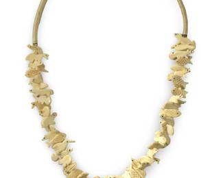 Impressive Bear Fish Fetish Bone Necklace
