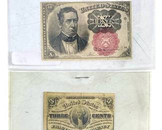 2pc 10 Cent and 3 Cent Currency Notes
