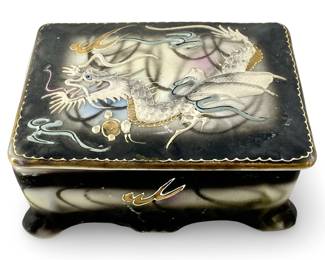 Japanese Moriage Dragonware Trinket Box
