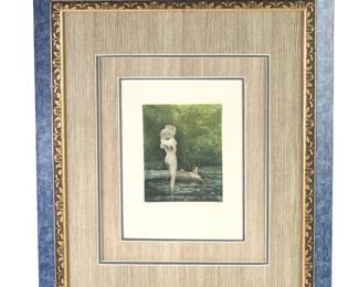 Signed Islampur Monir Exotic Nude Lithograph

