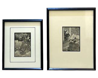 2pc. Antique Japanese Woodblock

