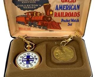 Vintage Great American Railroads Pocket Watch Set
