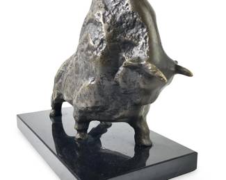 Signed Picasso Bronze Bull Sculpture
